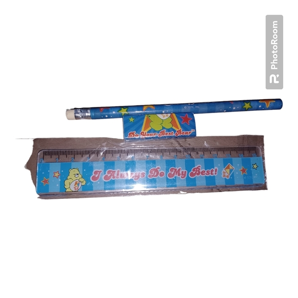 American Greetings Vintage Care Bears Pencil Case for Binder Eraser Ruler Rare - Picture 3 of 5